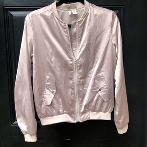 Dusty Pink satin bomber jacket